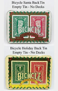 New ListingUsed - Bicycle 2-Deck Empty Tins - Holiday Back + Santa Back