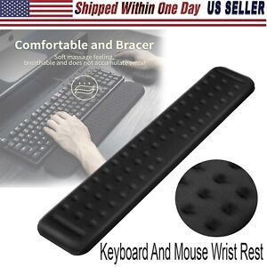 2Pc Premium Memory Foam Keyboard Wrist Support Bar and Mouse Wrist Rest Pads Set