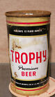 1957 TROPHY 2SIDED STEEL FLAT TOP BEER CAN DREWRYS BRWG SOUTH BEND INDIANA EMPTY