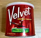 New ListingOld Antique Velvet Smoking Tobacco Round 14 OZ. Tin Can