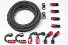 Stainless Steel Braided Fuel Line 20Feet 8AN & Swivel Fitting Hose End Kit Black