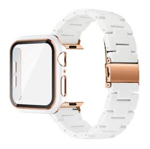 Glass Screen Cover+Resin iWatch Band Strap For Apple Watch Series 8 7 6 5 4 321
