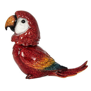 Figurine of a Red Macaw Parrot Bird Lover -Tropical Shiny Glazed Porcelain