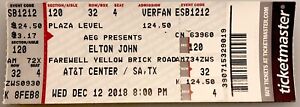 Elton John  Farewell Yellow Brick Road   Ticket Stub  12/12/2018 San Antonio, TX