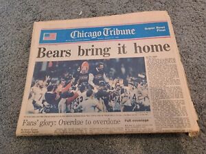 January 27 1986 Chicago Tribune Newspaper Chicago Bears Superbowl Win