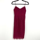 Lush Size Small Wine Sleeveless Lace Overlay Cocktail Dress Knee Length