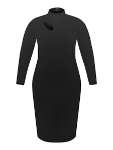 RACHEL RACHEL ROY Womens Black Unlined Long Sleeve Midi Sweater Dress Plus 0X