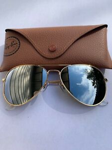 Ray-Ban Aviator Sunglasses 001/30 RB3025 58m Gold Frame with Mirror Lenses
