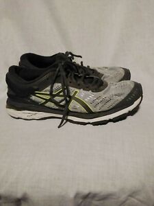 Asics Mens Gel Kayano 24 T8A4N Gray Yellow Running Shoes Lace Up Low Top US 7.5