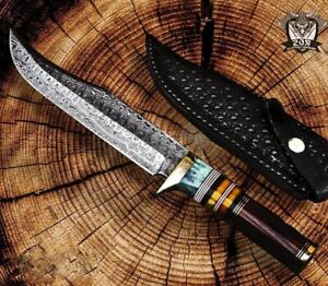 Damascus hunting knife Handmade overall 13 