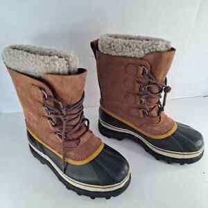 Sorel Womens Boots 8.5 Buff Caribou Winter Snow Weather Brown Nubuck Waterproof