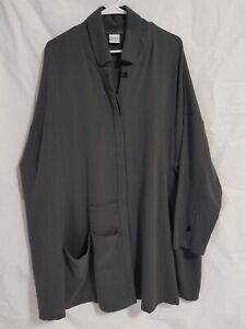 elemente Clemente Tunic  4X Lagenlook gray jacket tunic button front 3/4 sleeve