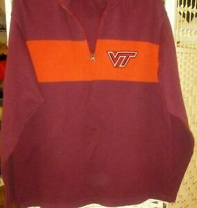 Virginia Tech NCAA Hokies burnt orange & maroon zip collar sweater, XL, Old Navy