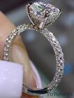 Solid 14K White Gold 2.50 Carat Round Cut Moissanite Solitaire Engagement Ring