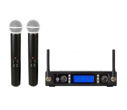 UHF Dual Cordless Microphones System for Stage Church Singing Wireless Mic Set
