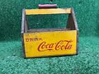 Vintage Coca Cola Drink Six Pack Bottle Soda Pop Wood Crate Yellow Red See Photo