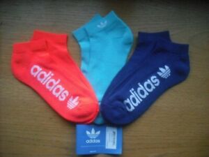 Mens/Womens NWT Adidas Low-Cut Socks 3prs Blue Aqua w/Trefoil Cushioned Sz:L-XL