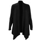 Womens Open Front Fly Away Cardigan Sweater Long Sleeve Loose Drape Rib Banded