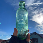 Antique APPLE GREEN Boley Mfg Co. Blob Top Soda or Mineral Water Hutch Bottle NY