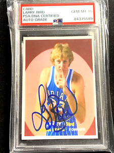 LARRY BIRD INDIANA STATE BASKETBALL AUTOGRAPHED PSA/DNA GM 10