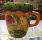 (1) Laurie Gates Ware (LGA10) Coffee Mug Cup Orange Vegetables/Blue Dots 2004 -