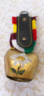 Swiss Souvenir Collectible Cow Bell With Leather Fringe Strap