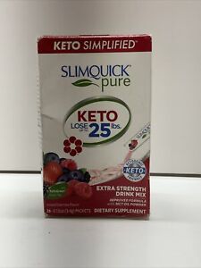 SlimQuick KETO Extra Strength Drink Mix Mixed Berry 26 Count Exp.11/24
