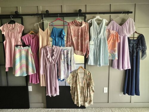 13 Pc Vintage Clothing Lot Women’s Dress 1960s 70s Boho Kimono Skirt Resale Tops