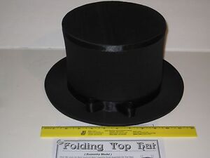 Magician's Folding Top Hat Collapsible Hat Folds Flat & Pops Open, Costume Trick