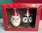 Johanna Parker Christmas Ornaments Set Of 2  Santa & Penguin Holiday In Box