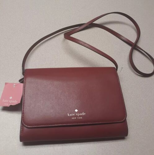 Kate Spade Kerri Smooth Leather Small Flap Crossbody Purse in Cranberry NWT
