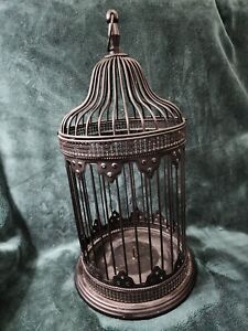 Black Bird Cage Metal Hinged Lid Candle Holder Decor Victorian Cottage VGUC