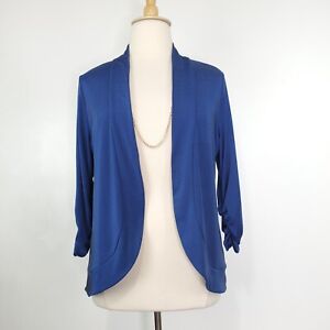 Easywear by Chico's Open Front Ruched Sleeve Cardigan Blue Sz Chico's 3; US XL