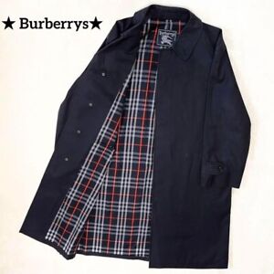 BURBERRYS Trench coat Nova check Navy Cotton 100% Men Size Free Used NAMED