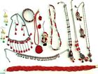 Christmas Costume Jewellery. Bright Red Necklaces, Pendants & Earrings. Bling!