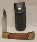 Vintage KABAR 1189 Stainless Lockback Folding Hunting Knife w/Sheath Made in USA