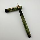 Vintage Wahl Signature Fountain Writing Pen 14K Gold Nib Marbled Green Color