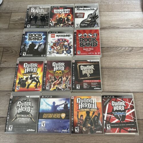 HUGE Guitar Hero/Rock Band Games  (Sony PlayStation 3 PS3) Some CIB 13 Game LOT