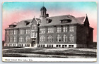 New ListingOriginal Old Outdoor Vintage Postcard High School Rice Lake Wisconsin USA