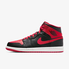 New Nike Jordan 1 Mid Alternate Bred Shoes - Black/Fire Red (DQ8426-060)