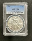 2008 PCGS MS70 AMERICAN EAGLE 1 OZ. FINE SILVER - FREE SHIPPING - STARTED TONING