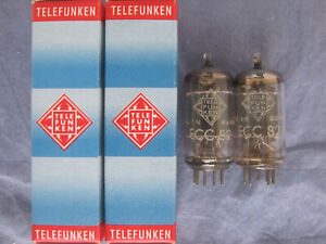 2x ECC82 / 12AU7 TELEFUNKEN tubes - SMOOTH   plates - ECC 82 - 1960s