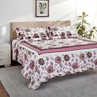 DaDa Bedding Bohemian Pink Purple Brown Floral Garden Bedspread Set - Queen Size