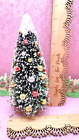 Vtg Inspired PINK GLITZ Bottle Brush Christmas TREE 8IN TALL Frosted Ornaments