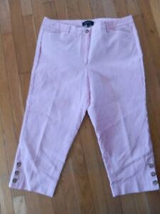 Talbot's Perfect Skimmer Size 12 Seersucker Pants 100% Cotton Red White EUC