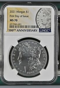 2021 P Morgan Silver Dollar $1 NGC MS 70 FIRST DAY of Issue BOX & COA *!