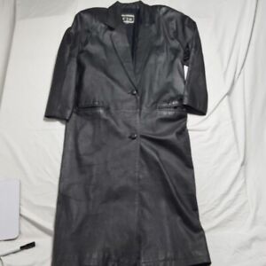 Global Identity G-III Vintage Trench Coat Mens S/CH Black Leather Lined G3