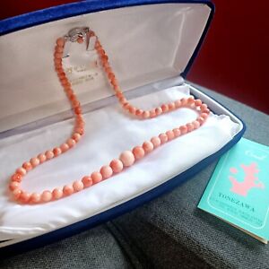 Natural Japan Angel Skin Pink & Orange Coral YONEZAWA Necklace 18 in., 25.5 g.