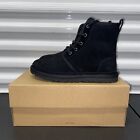 UGG Australia Neumel High Suede Lace Up Boots Black BLK 1120728 Women's Size 9
