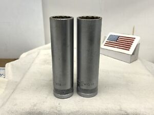 MUSTANG 2pc 1/2 Drive Deep 12pt SAE Sockets, 5/8in., 11/16in., USA